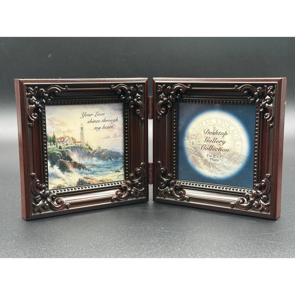 Thomas Kinkade Desktop Gallery Ornate Resin Double Hinged Picture Frame 8x4